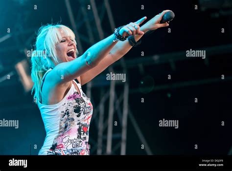 Singer And Frontwoman Janine Jini Meyer Of The German Pop Band Luxuslaerm Performing Live At The