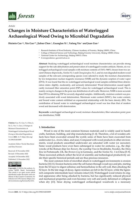 Pdf Changes In Moisture Characteristics Of Waterlogged Archaeological Wood Owing To Microbial