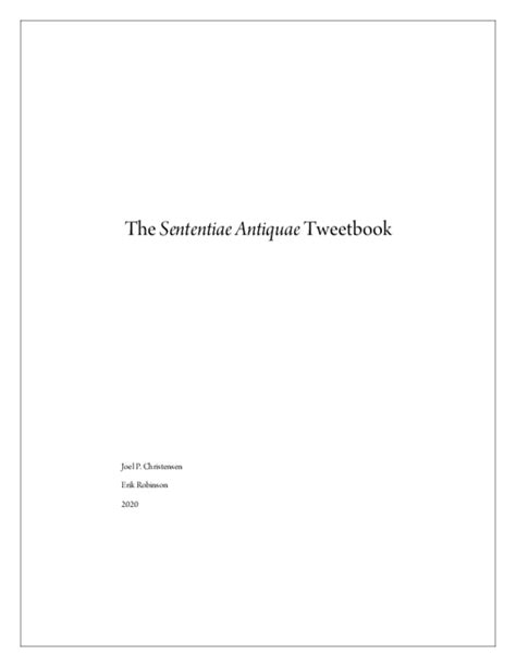 Pdf The Sententiae Antiquae Tweetbook Joel Christensen