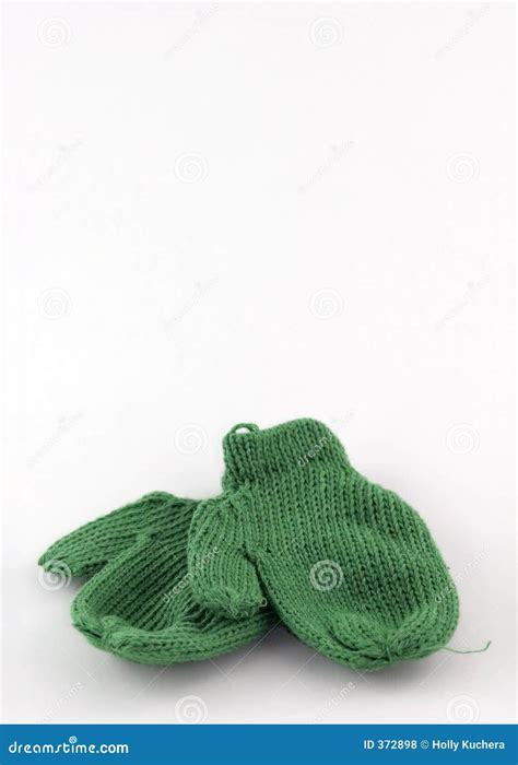 Knitted Green Mittens Stock Photo Image Of Winter Mittens 372898