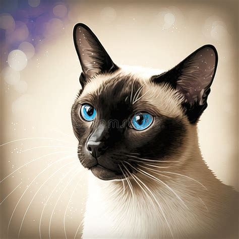 A Siamese Cat With Blue Eyes Is Shown In This Artistic Painting Style