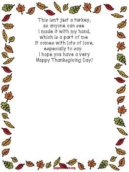 Thanksgiving Poem Turkey Handprint By Mrs Accardi Tpt