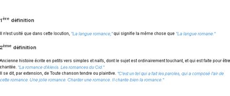 Romance : La définition
