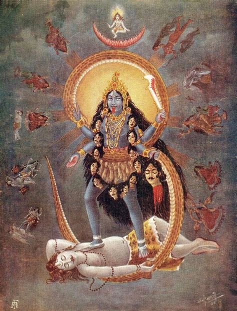 Shree Maha Kali With The Mahavidya Old Bengali Print Published By Art