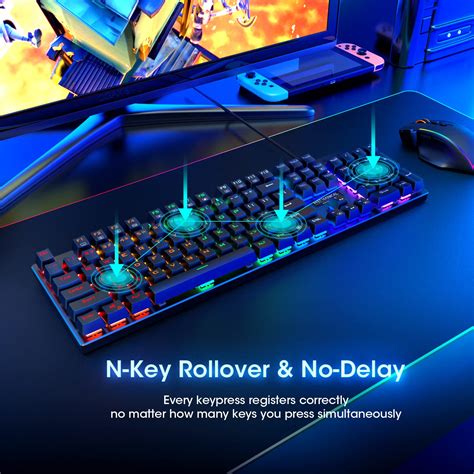 Buy Mechanical Gaming Keyboard104 Keys Ultra Slim Rainbow Led Backlit