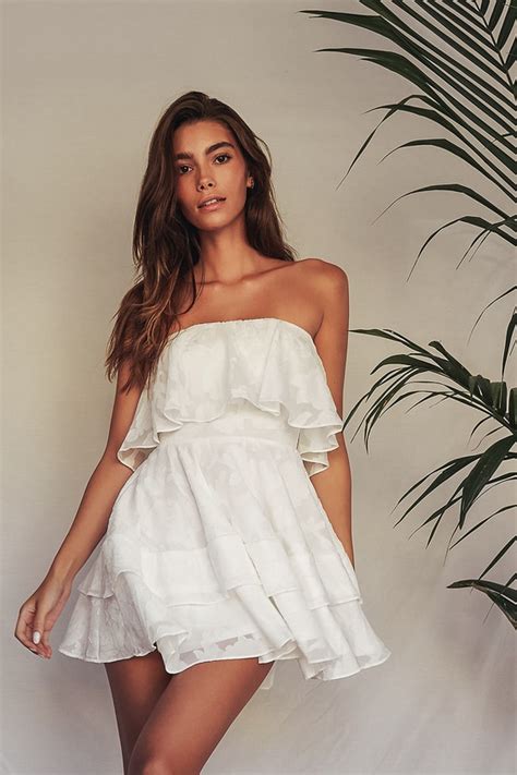 White Strapless Dress Lwd Ruffled Mini Dress Chiffon Dress Lulus