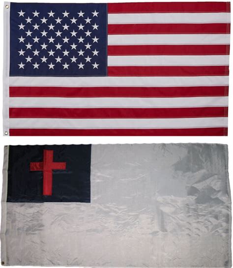 Usa And Christian Flag 3x5 Embroidered 2 Double Sided Flag Wholesale