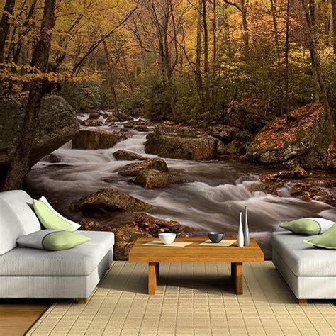 Wall Mural Autumn Forest River