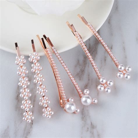 buy 1 pair fashion crystal pearl elegant hair clips women girls barrettes hair