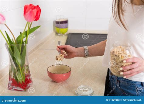 Woman Making Breakfast Stock Photo Image Of Breakfast