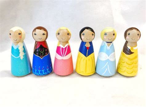 Hand Painted Wooden Princess Peg Dolls 3 12 Tall Please Choose From