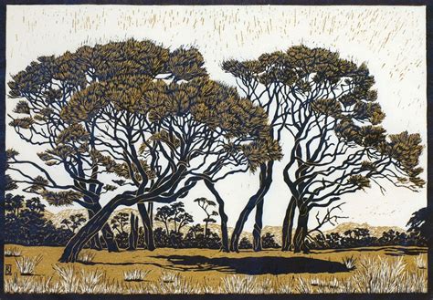 Landscape Trees And Water Linocuts Woodcut Art Linocut Linocut Art