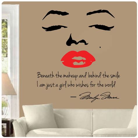 Marilyn Monroe Wall Decal Decor Quote Face Red Lips Makeup Sticker