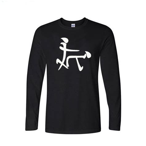 Asian Funny Hieroglyph Character Sex T Shirt Man Streetwear Casual Long Sleeve O Neck Cotton
