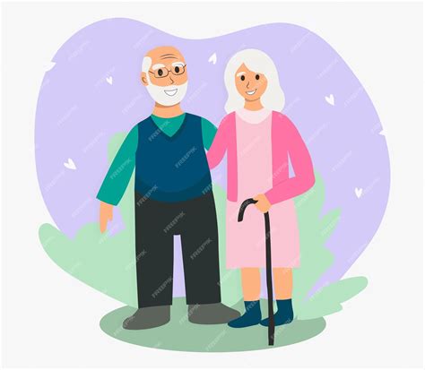 Abuelo Y Abuela Diseño Plano Ilustración De Una Pareja De Ancianos