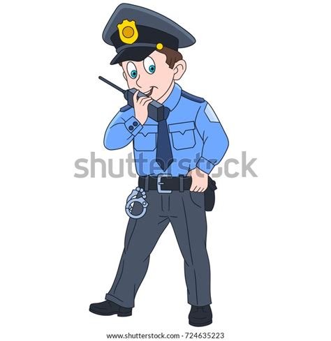 Cartoon Police Officer Policeman Isolated On Stock Vector Royalty Free