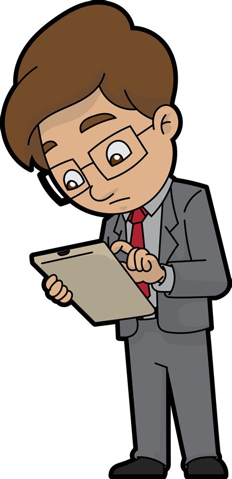 Clipart Library Library File A Curious Cartoon Man With Clipboard