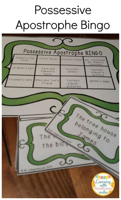 If the noun is plural Possessive Apostrophe Bingo Game: Learning with Sunflower ...