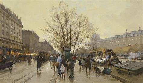 The Docks Of Paris Les Quais A Paris Painting By Eugene Galien Laloue