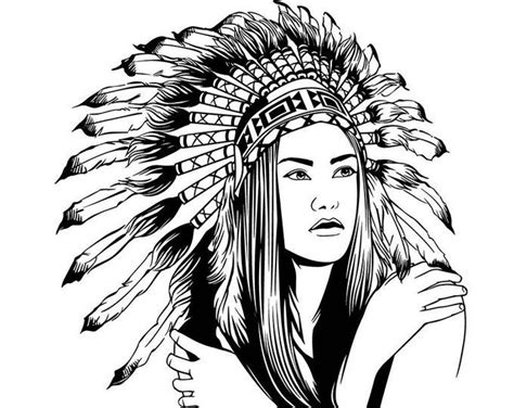 See more ideas about indian tattoo, tattoos, native american tattoos. Bundle of 4 Indian Woman Cherokee Headdress Native Mascot ...
