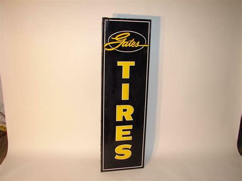 1950s Gates Tires Self Framed Tin Vertical Garage Sign