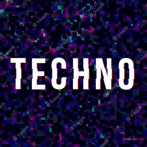 Techno Music Sign At Glitched Style Vector Premium Download