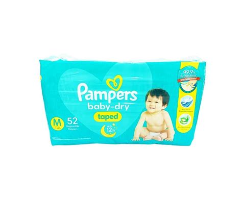 Pampers Baby Dry Taped Medium 6 11kg 13 24lbs 52 Disposable Diapers