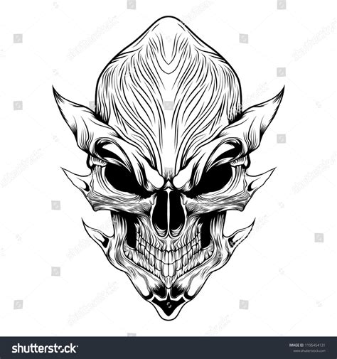 Devil Evil Skull Vector Illustration Line Stock Vector Royalty Free