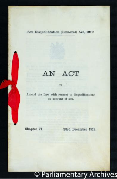 The Sex Disqualification Removal Act 1919 By Dr Mari Takayanagi