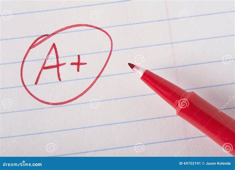 A Plus Grade With Pen Stock Image Image Of Marks Student 69752191