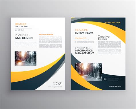 Modern Business Brochure Design Template With Yellow Black Wave