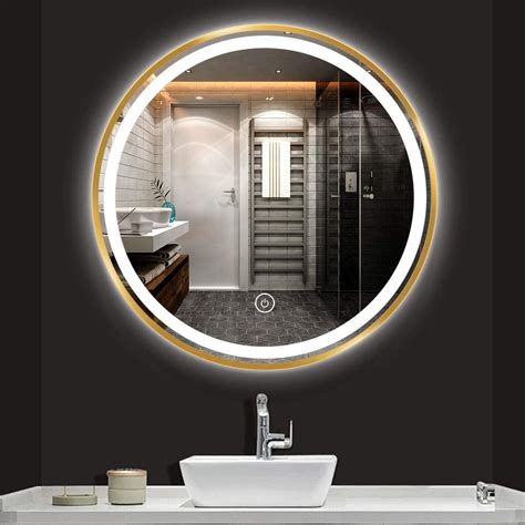 Buy 24 Inch Round Led Bathroom Mirror Golden Frame Vanity Mirror With