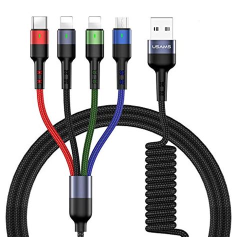 SDBAUX 4 In 1 Ladekabel 1m Einziehbares Schnelllade Kabel Multi USB Mit
