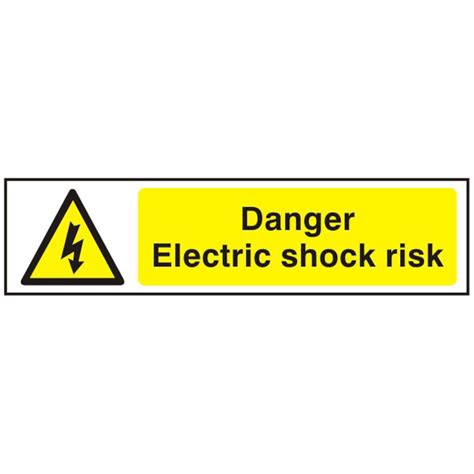 Asec `danger Electric Shock Risk` 200mm X 50mm Pvc Self Adhesive Sign