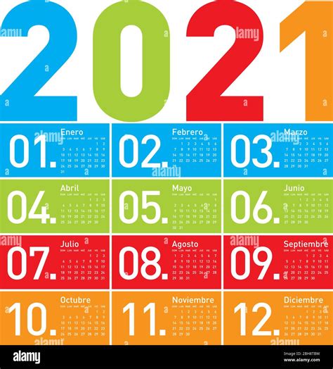 Calendario En Castellano 2021 Imágenes Recortadas De Stock Alamy