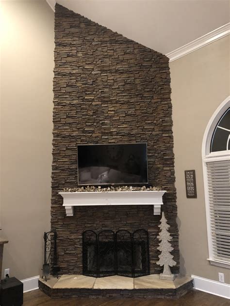Replace A Brick Fireplace With Stacked Stone Elegance Barron Designs
