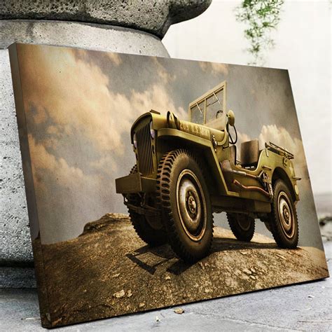 Willys Military Jeep Canvas Set Legendary Wall Art