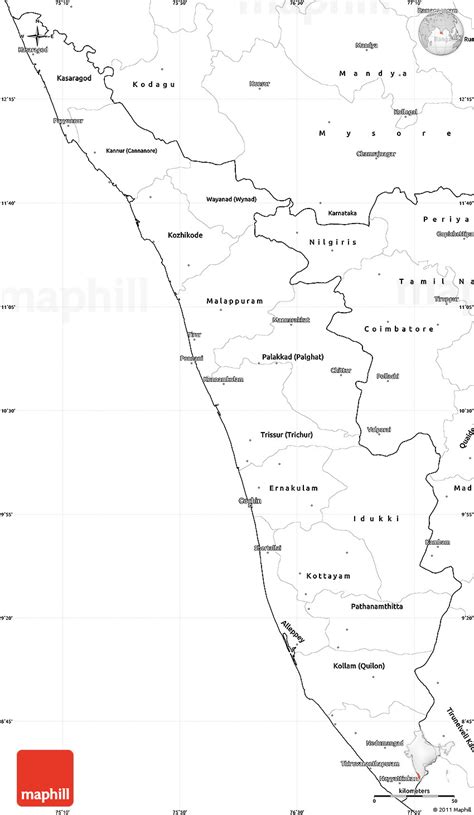 Kerala Map District Kerala Free Map Free Blank Map Free Outline Map