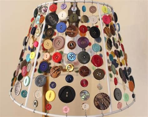 Upcycled Buttons Lampshade Home Decor Lighting Handmade Etsy Button
