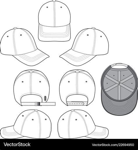 Baseball Cap Technical Drawing Flat Sketches Templ