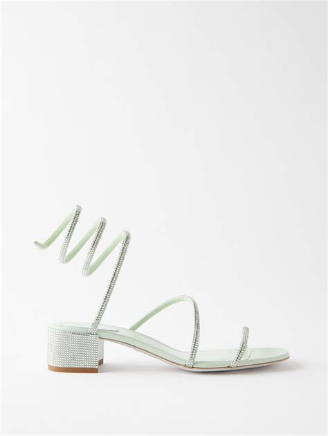 Green Cleo 35 Crystal Embellished Satin Sandals Rene Caovilla Matchesfashion Uk
