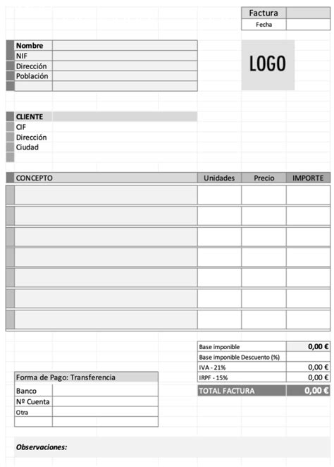 Plantilla De Factura En Excel Para Descargar Gratis