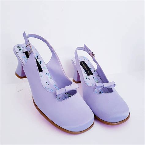 Vintage Lilac Purple Womens Slingback Round Toe Shoes Size 8 Etsy