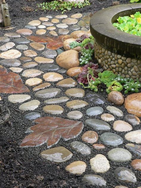 See more ideas about backyard landscaping, garden design, outdoor gardens. River stone walkway idea - seven DIY projects