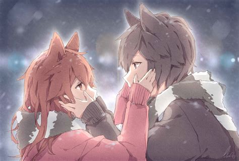 Download Romantic Anime Couples Animal Ears Wallpaper