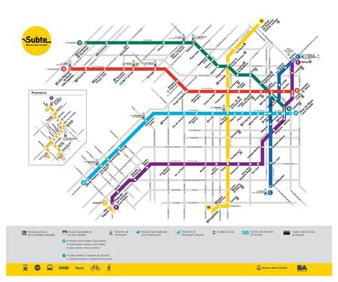 kaart van de metro van buenos aires metrolijnen en metrostations van buenos aires
