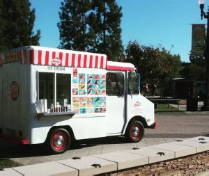 Instead of a stuffy plated meal, keep your event trendy by hiring a food truck. nanas-ice-cream-truck - https://foodtruckempire.com/