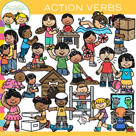 Action Verbs Clip Art Images And Illustrations Whimsy Clips