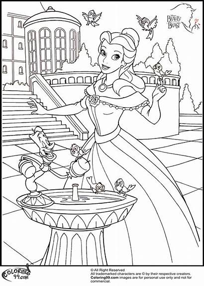 Belle Coloring Disney Pages Princess Beast Beauty