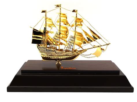 24k Gold Plated Handcrafted Exquisite Wealth Ship 33gp Feng Shui Ts